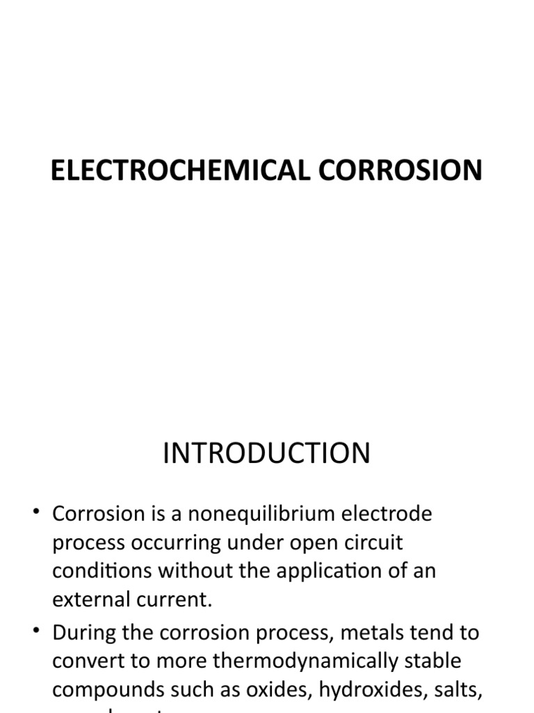 Electrochemical Corrosion PDF Electrochemistry Corrosion