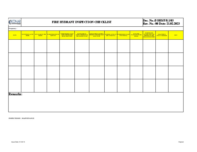 8.103. Fire Hydrant Checklist PDF