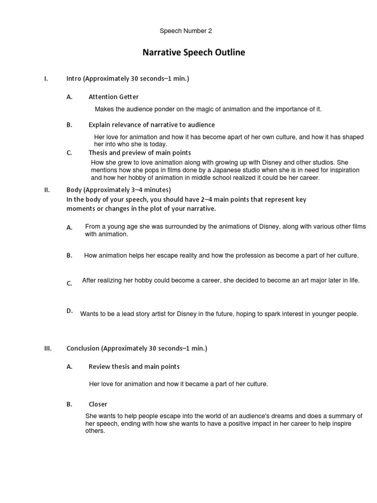 Narrative Speech Outline 1 Pdf