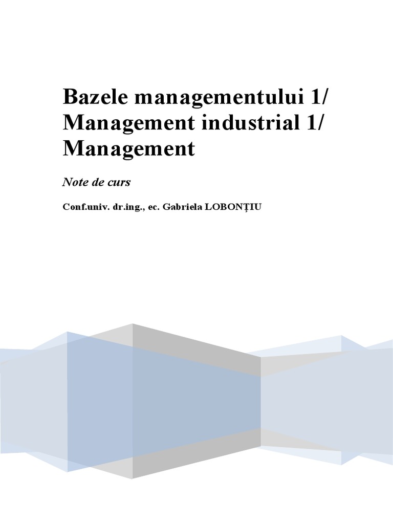 Curs Management Educational Note de Curs Management, BM1, MI1 | PDF