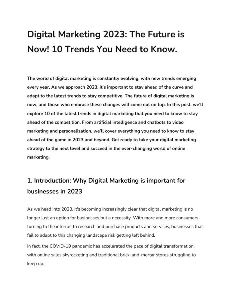 Top 10 Digital Marketing Trends 2023 | PDF | Digital Marketing | Search ...