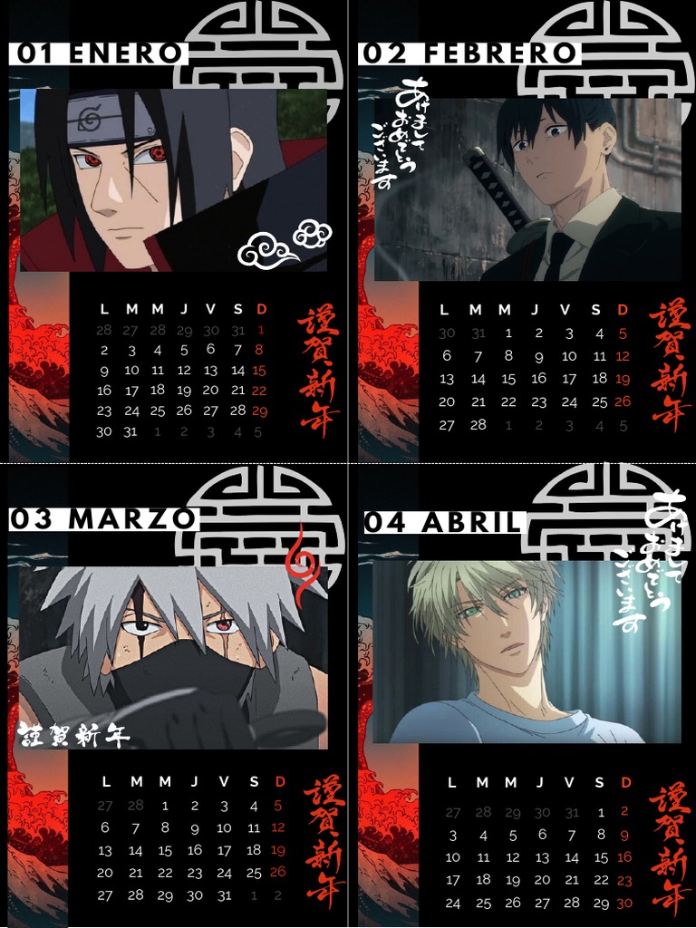 Calendario 2023 Anime Otaku DIY