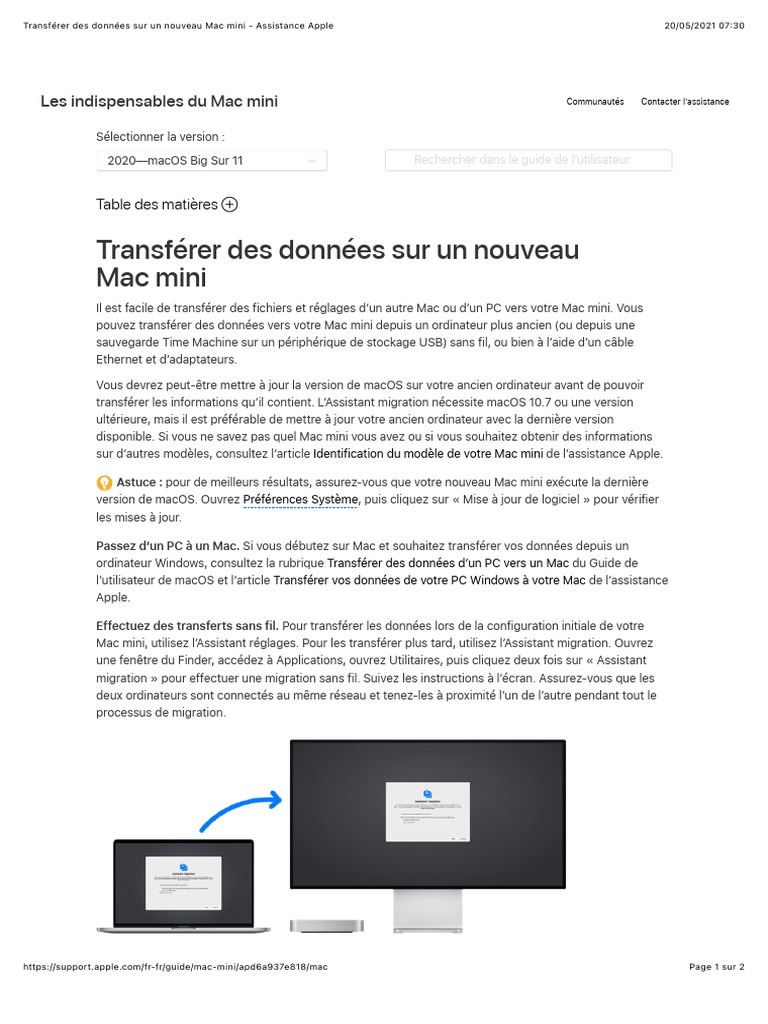 Transfert de données vers Mac mini | PDF | MacOS | Apple Inc.