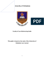 University of Zimbabwe Faculty of Law Referencing Guide