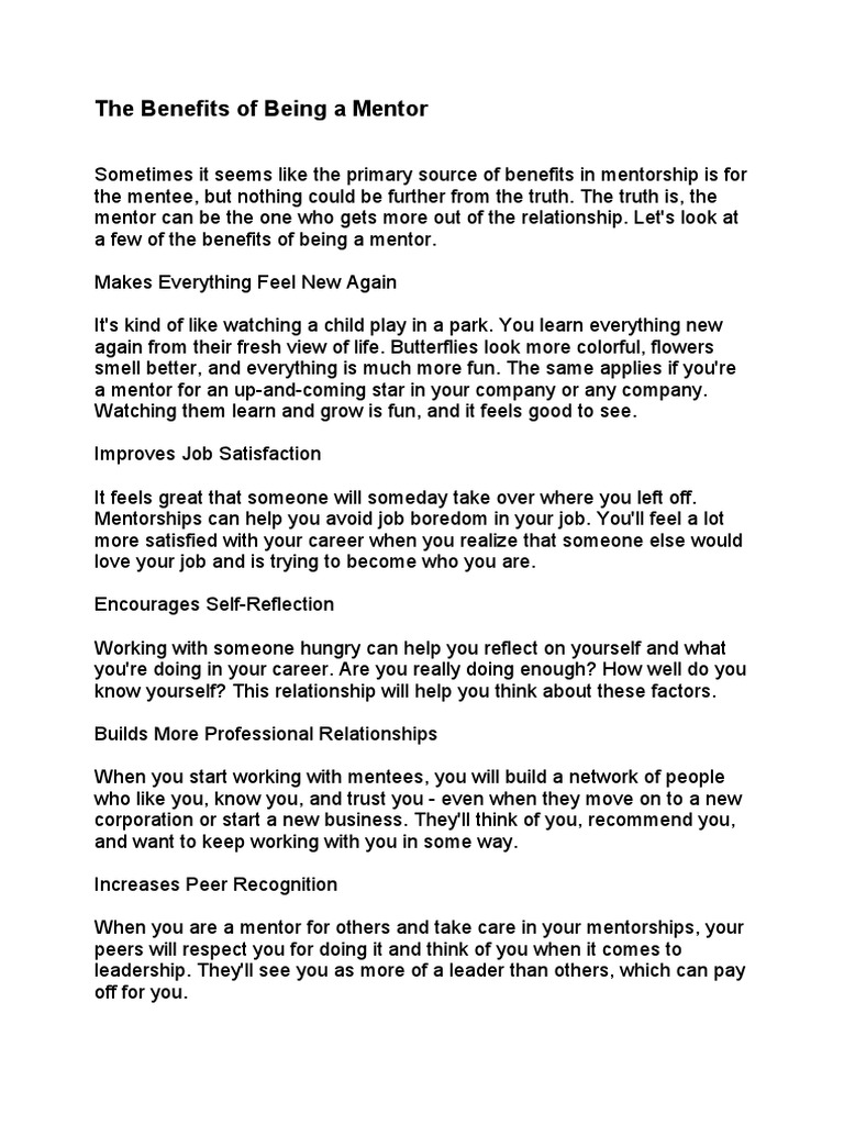 Benefits of Being A Mentor | PDF | Mentorship | Behavioural Sciences