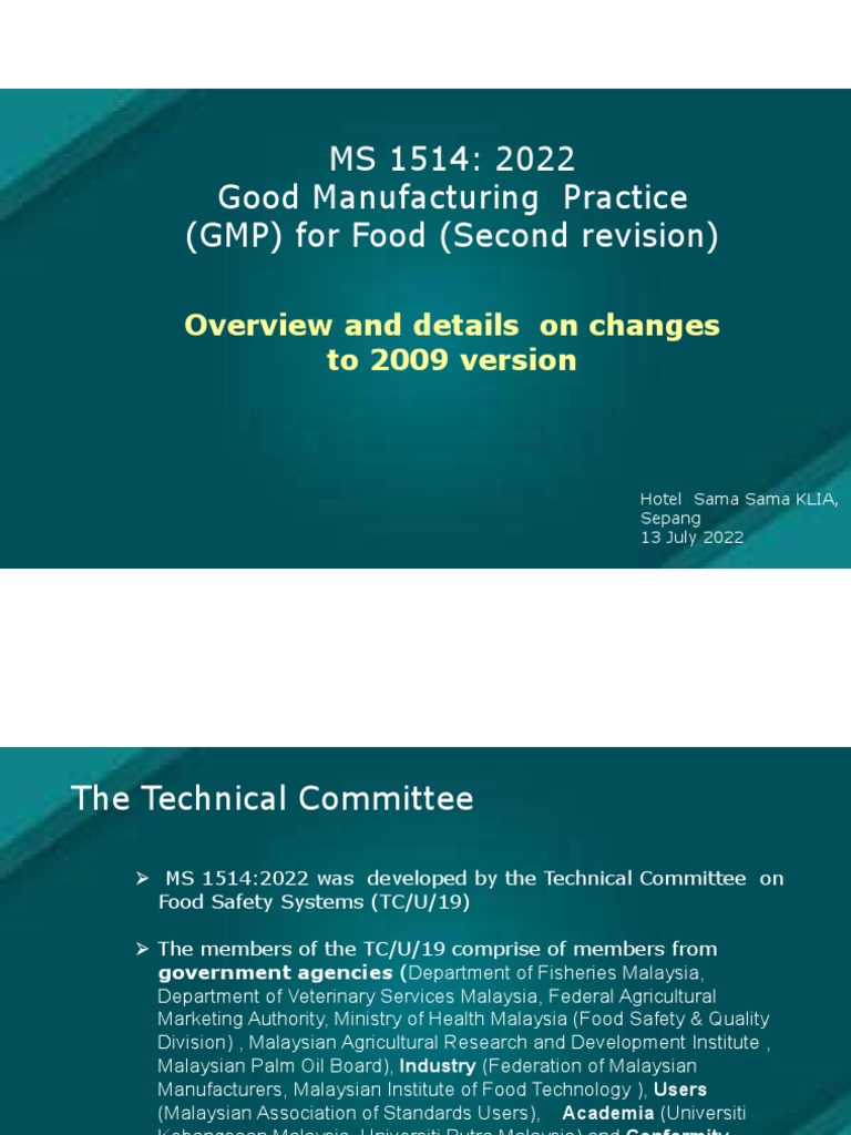 Pembentangan 3 - Changes of MS 1514 | PDF | Food Safety | Hygiene