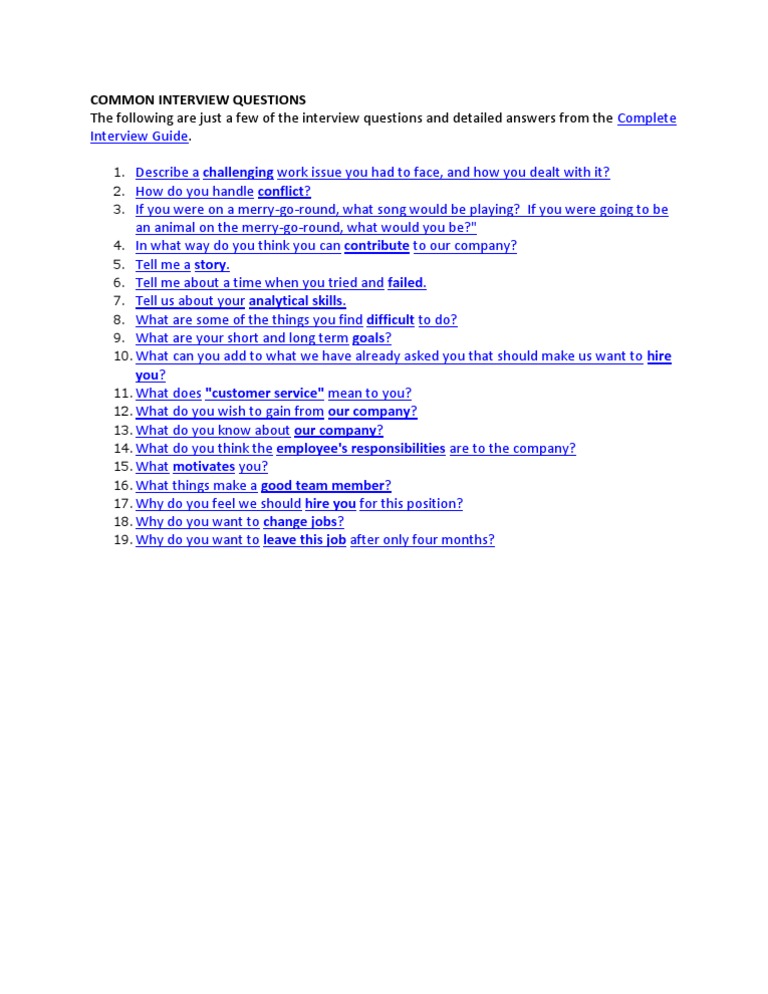 Essential Interview Questions & Answers | PDF