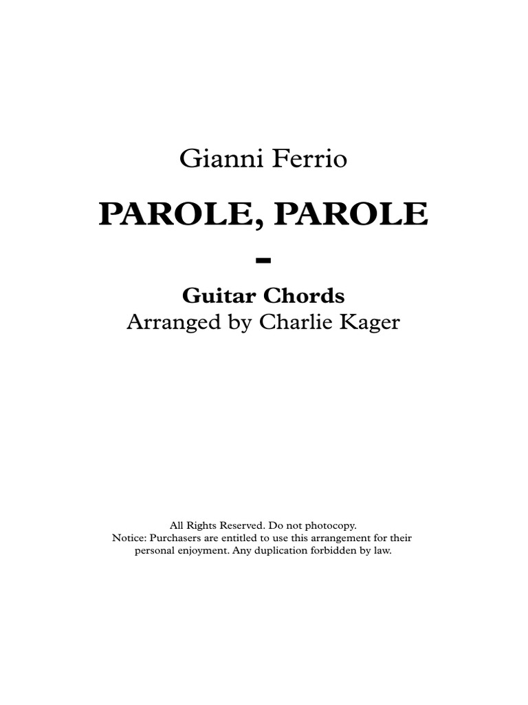 Parole Parole CHORDS FREE SHEET EASY AND ADVANCED | PDF | Elements Of ...
