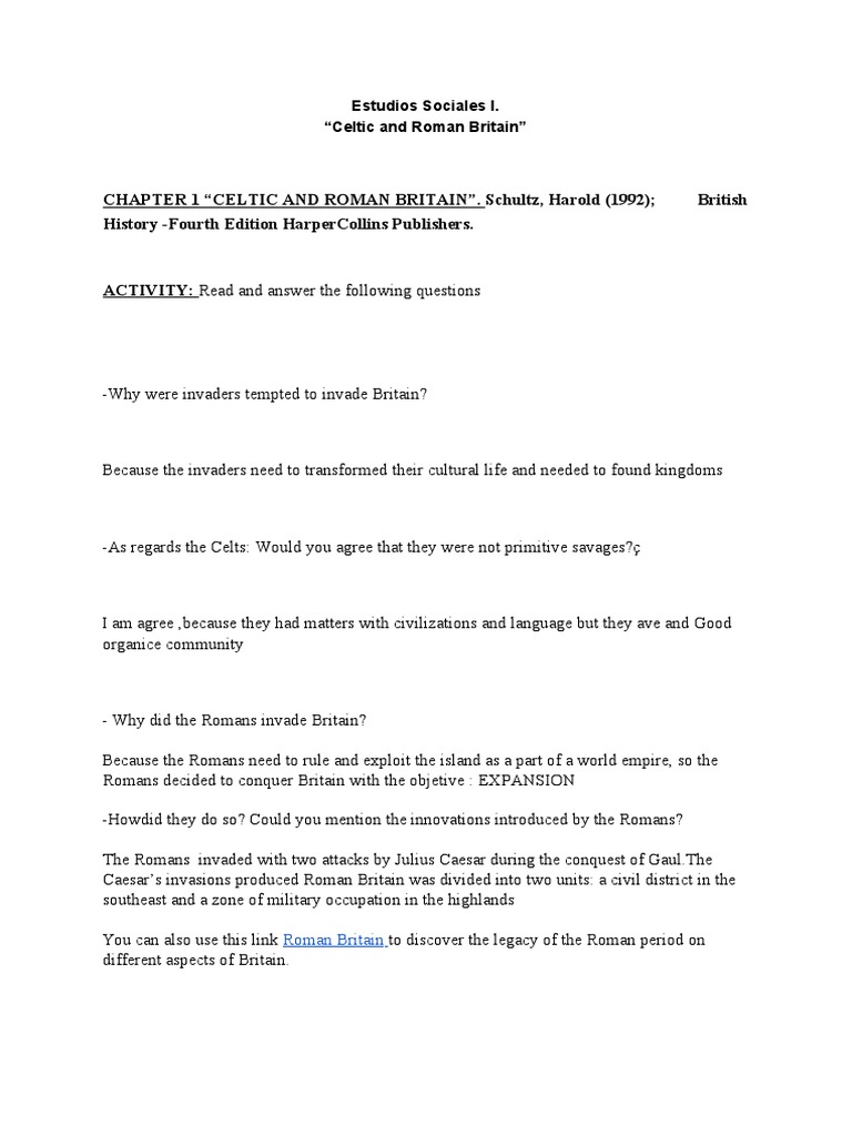 Chapter 1 "Celtic and Roman Britain" | PDF