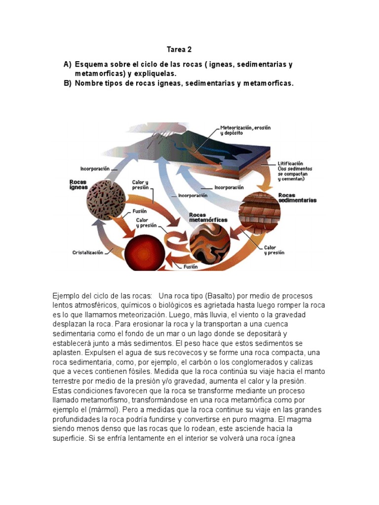 Ciclos de Las Rocas y Sus Tipos | PDF | Roca (geología) | Roca ígnea