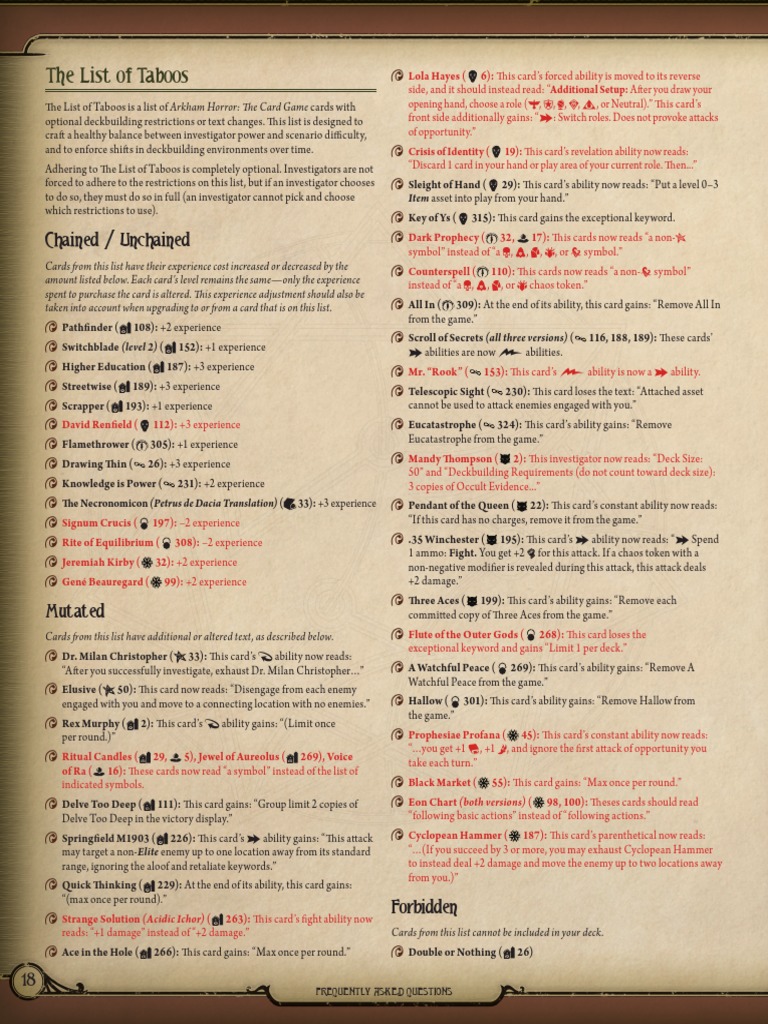arkham horror card game list There's a new Taboo for Horror: The Game! OUR TOP 5 INVESTIGATORS 2021