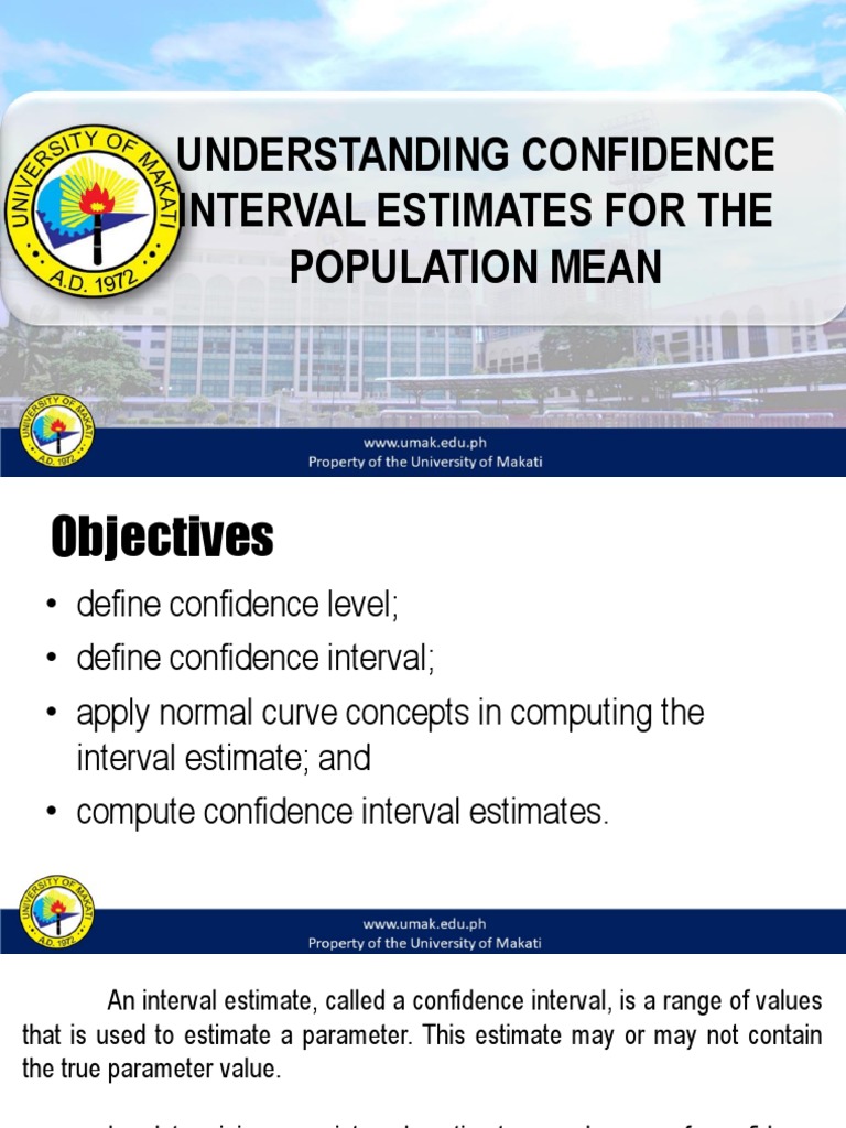 Module 9 Understanding Confidence Interval Estimates For The Population ...