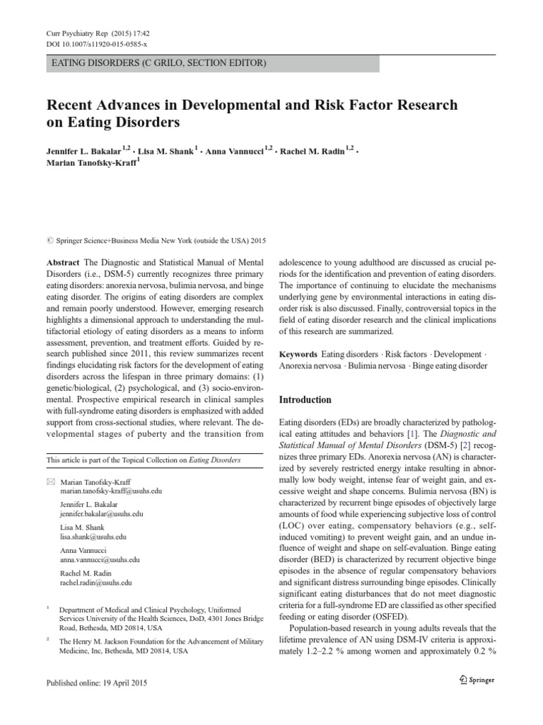 Recent Advances in Developmental and Risk Factor Research | PDF ...