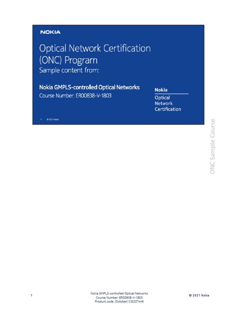 Nokia GMPLS Controlled Optical Networks Sample Courseware Document EN ...