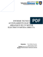 INFORME TECNICO Accionamiento Electrico, Partida Directa Motor Trifasico