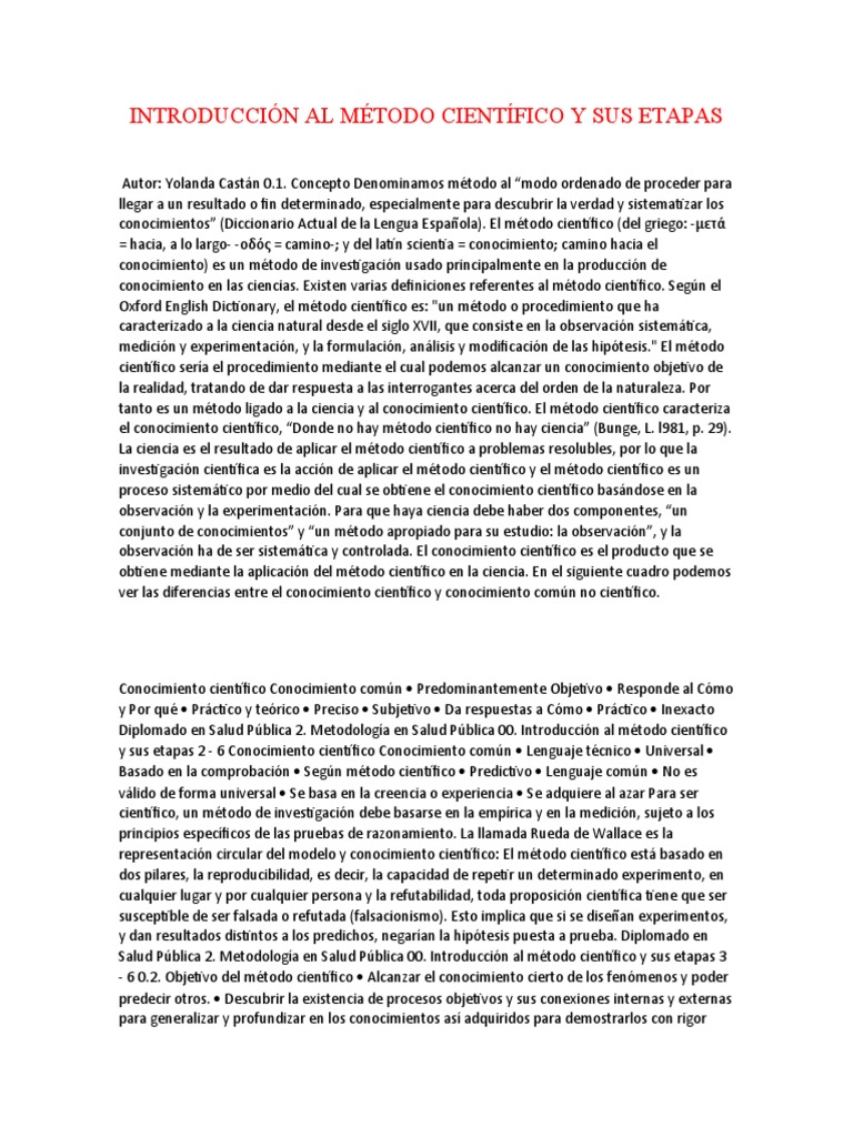 Introducción Al Método Científico y Sus Etapas | PDF | Método ...