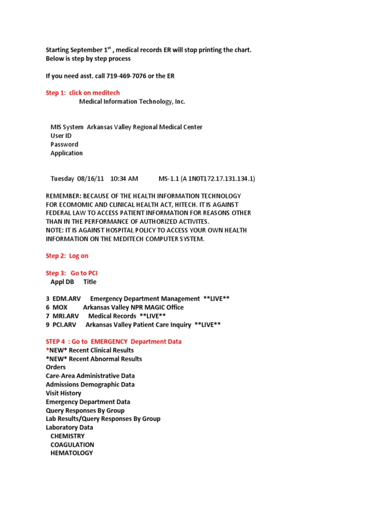 Dialysis Meditech Charting Cheat Sheet