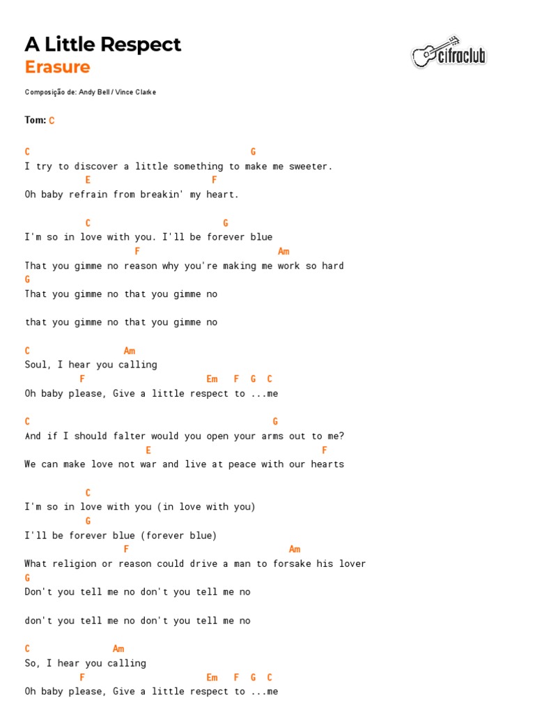 Cifra Club Erasure A Little Respect PDF