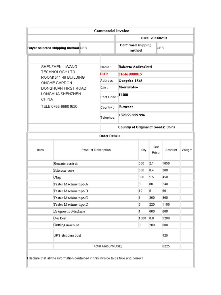 Date 2023/02/01 Buyer Selected Shipping Method UPS Confirmed Shipping Method PDF