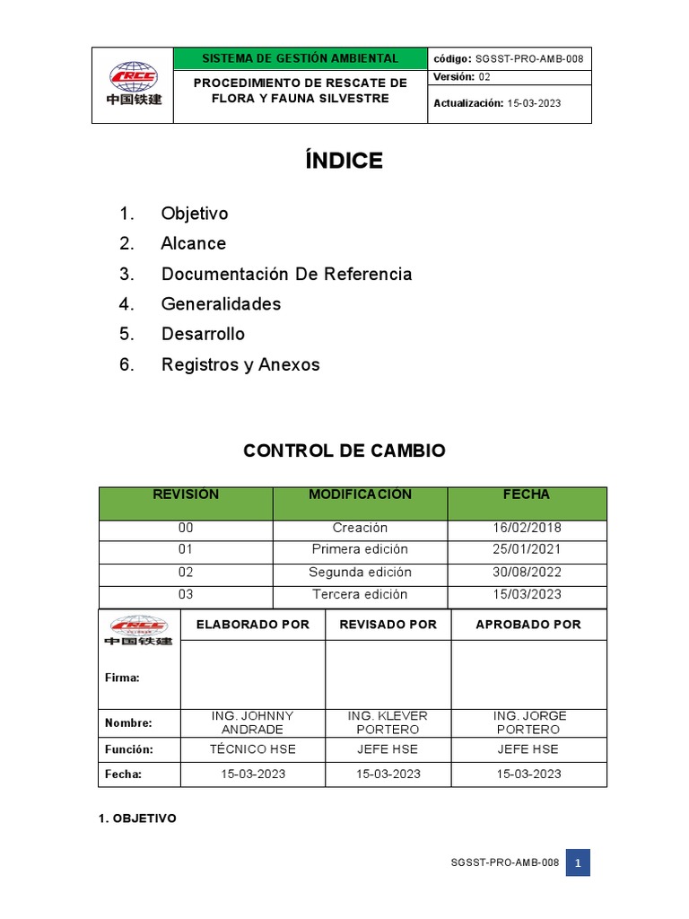 Sgsst-pro-Amb-008-Procedimiento de Rescate de Flora y Fauna Silvestre