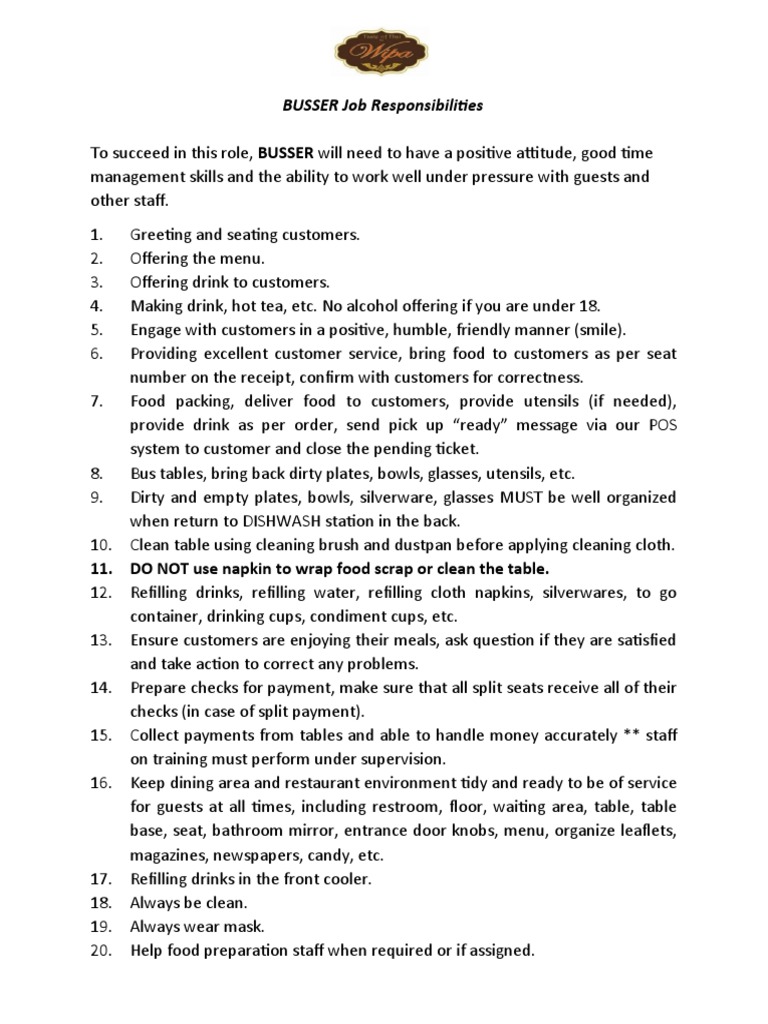 BUSSER Job Responsibilities Final1 Add1 PDF