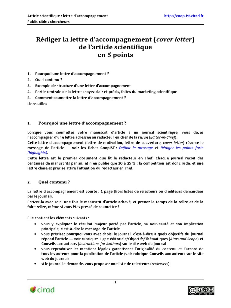 Rédiger une lettre d'accompagnement efficace | PDF | Publication ...