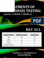 The Elements of Hypothesis Testing MODULE 1 STATISTICS