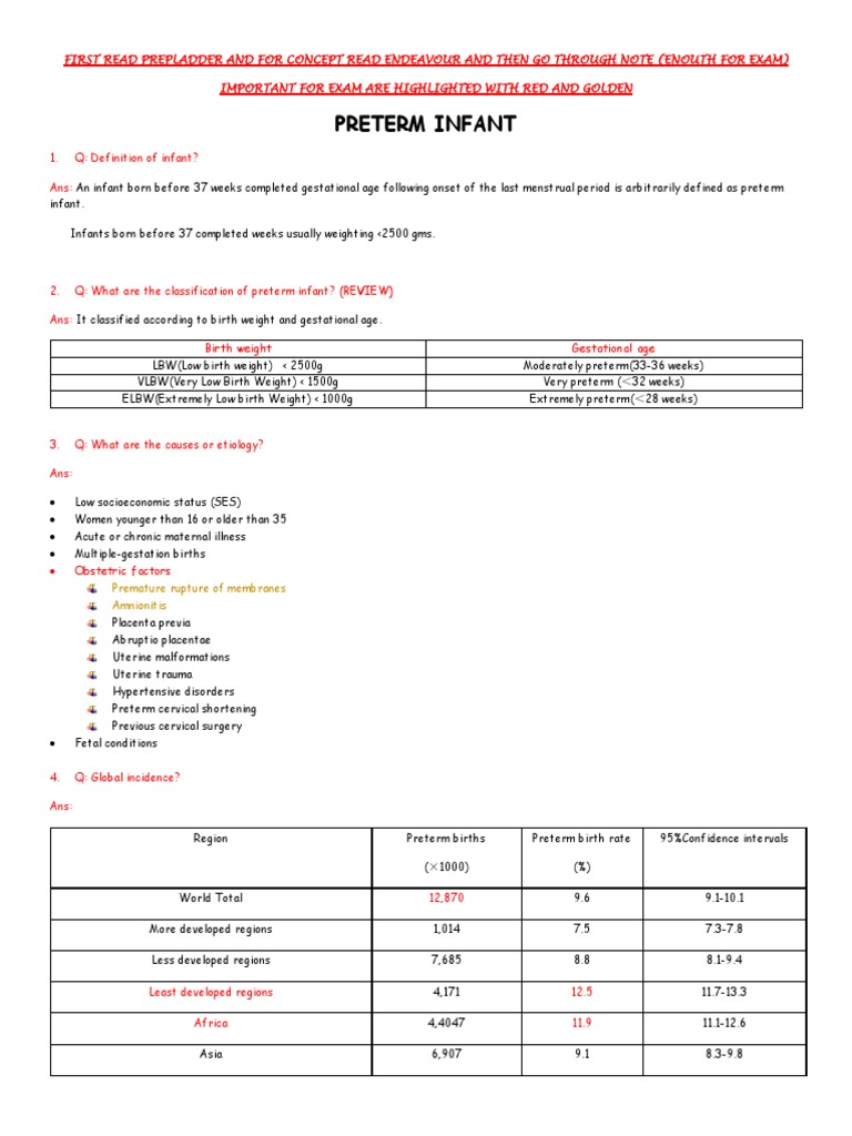 Preterm Infant | PDF | Preterm Birth | Low Birth Weight