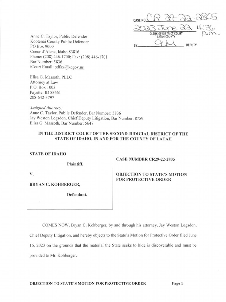 Objection To States Motion For Protective Order | PDF | Witness | Dna ...