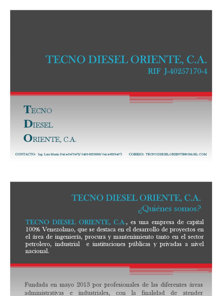 Tecno Diesel Oriente: Servicios y Calidad | PDF | Calidad (comercial ...