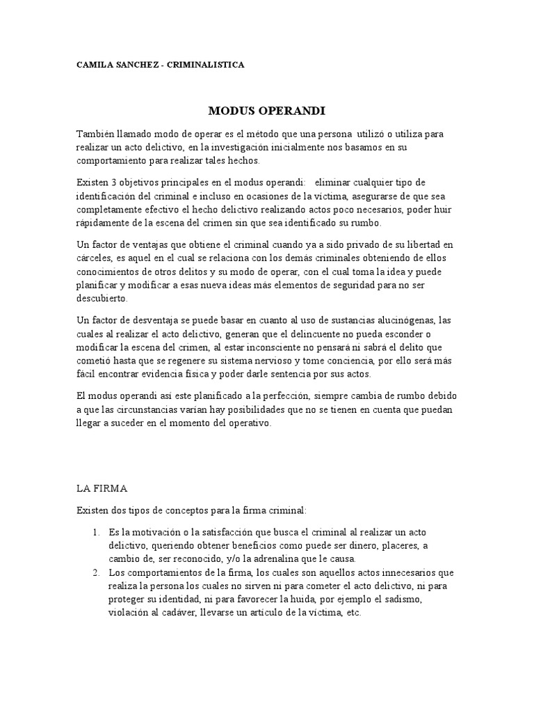 Modus Operandi en Criminalística | PDF