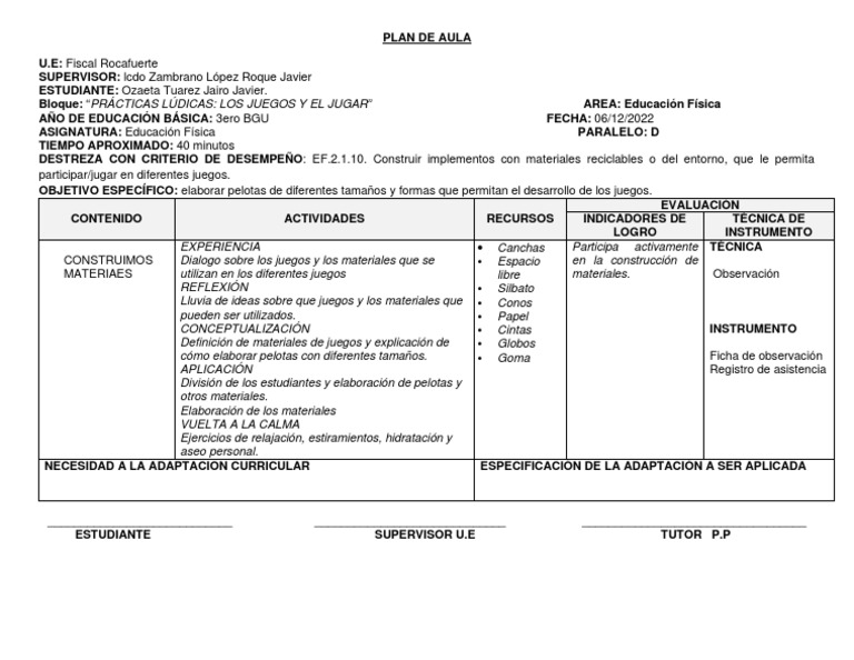 Plan de Clase 3 | PDF | Aprendizaje | Cognición