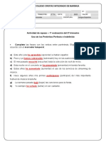 Actividad de Repaso Los Pretéritos - 9º Año - 2º Trimestre - 2023