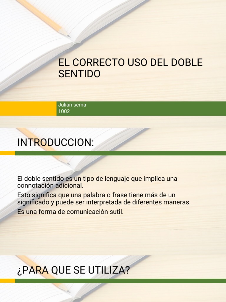Uso y Significado del Doble Sentido | PDF | Artes del Lenguaje y ...