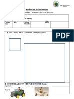 Evaluacion Matematica Tamaño, Numero 1, Cuadrado Neep 1 Basico