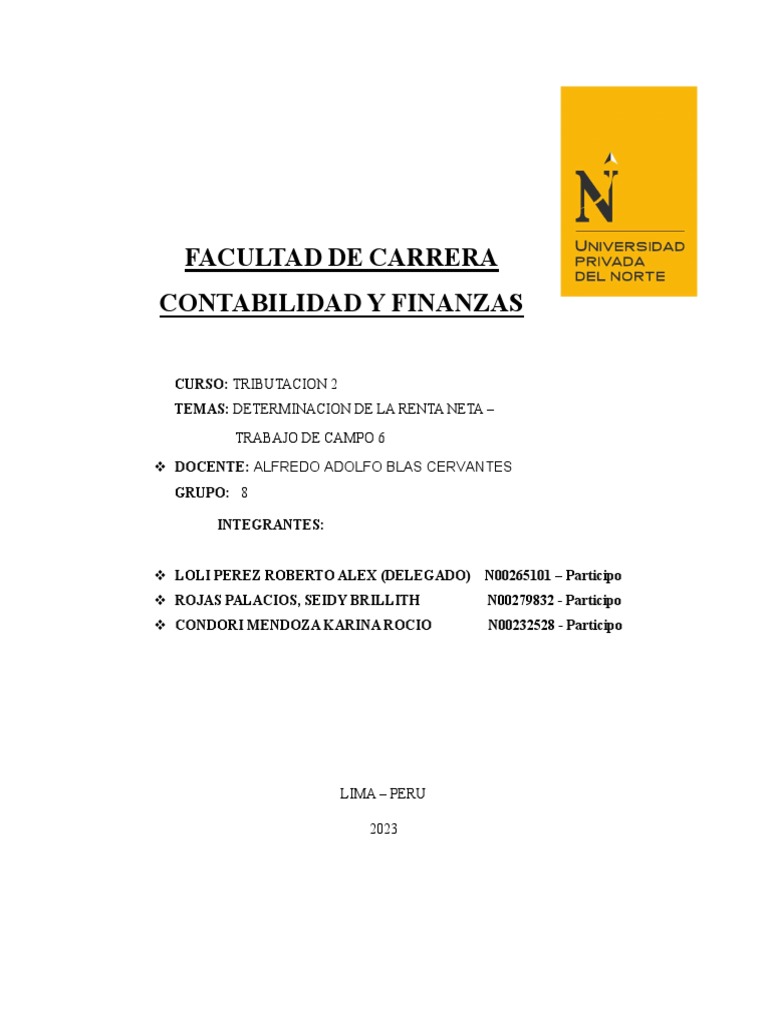 Determinacion Del Impuesto A La Renta Neta | PDF | Impuesto sobre la ...