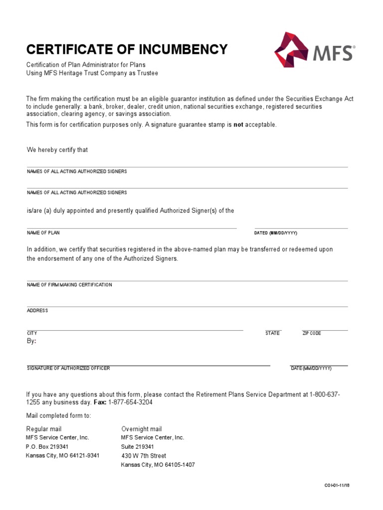 Certificate of Incumbency 18 PDF