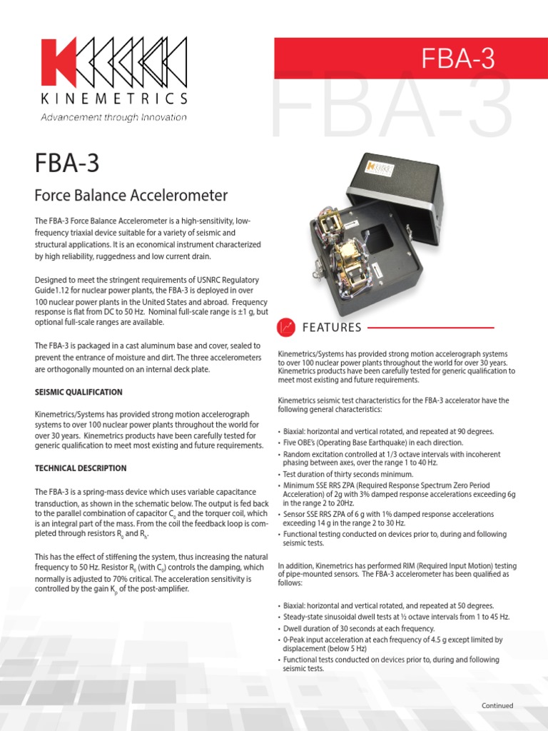 FBA-3 Force Balance Accelerometer Overview | PDF | Accelerometer ...