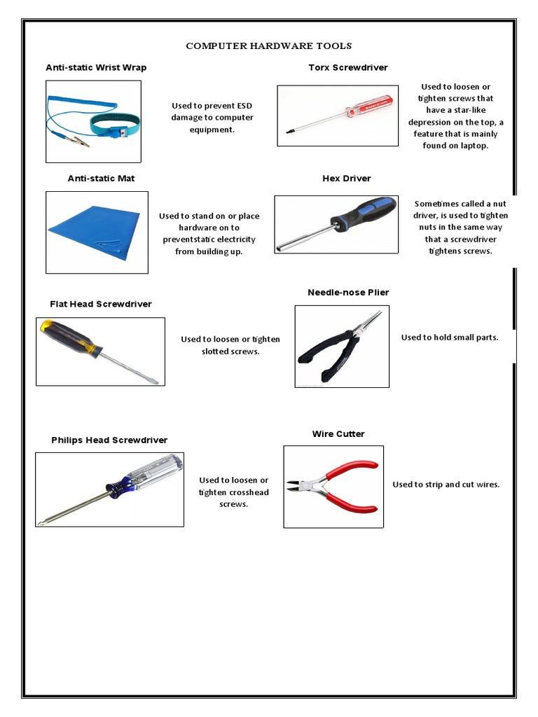 Computer Hardware Tools PDF Screw Building Engineering