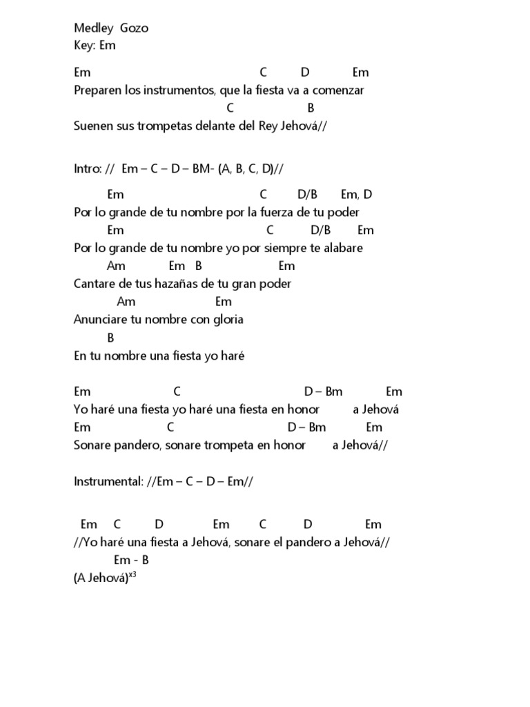 Medley de Gozo: Letras y Acordes | PDF
