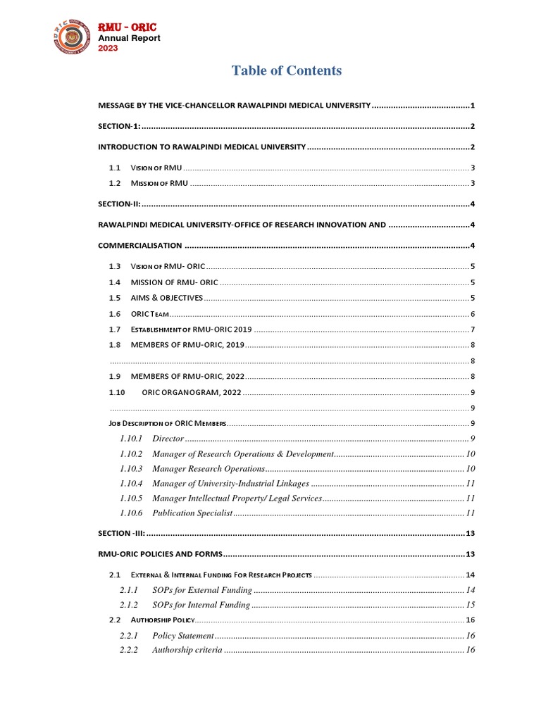 RMU ORIC Annual Report 2023 | PDF | Innovation | Entrepreneurship