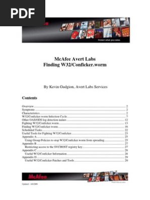 Combating W32 Conficker Worm Antivirus Software Windows Registry