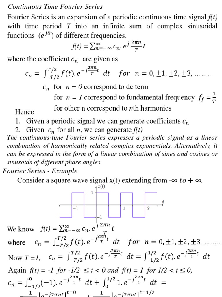 Complex exponential Fourier Series | PDF | Sine Wave | Fourier Series