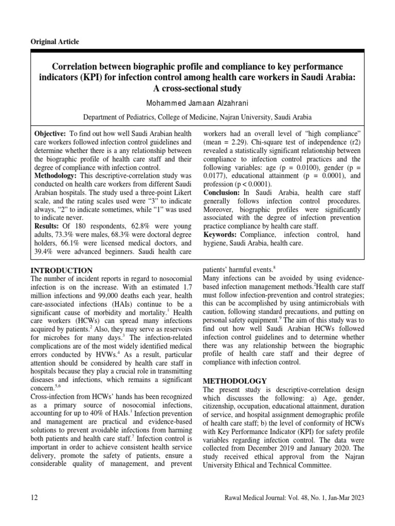Saudi HCWs' Infection Control Compliance | PDF | Infection | Health Care