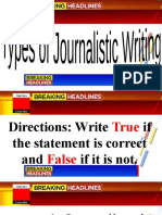 Types of Journalistic Writing