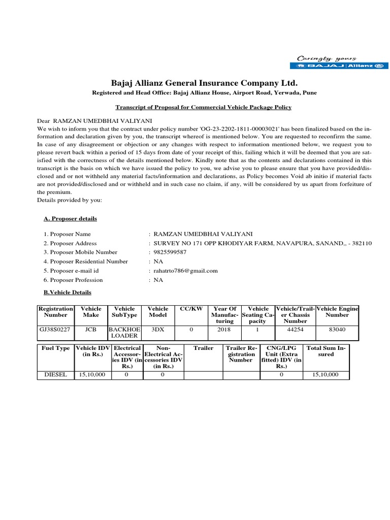 GJ-38-S-227 Policy 2022 | PDF | Insurance
