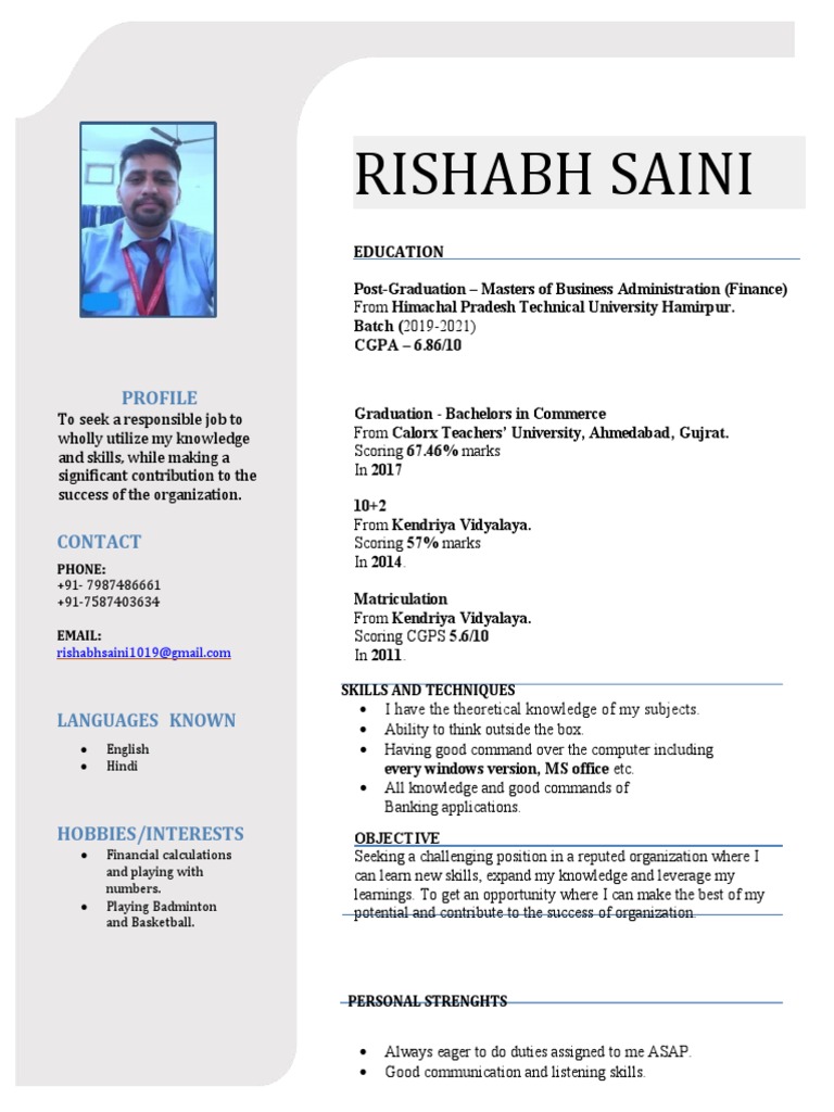Rishabh Resume | PDF | Cognition
