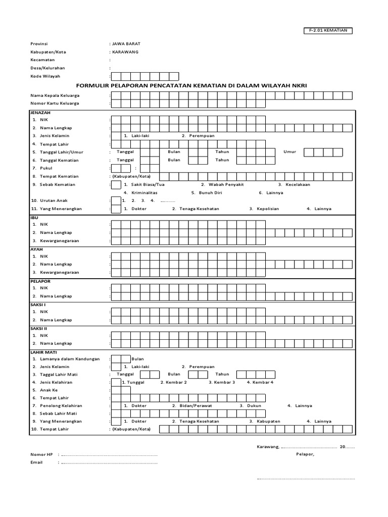 Formulir F 2 01 2022 Kematian Pdf