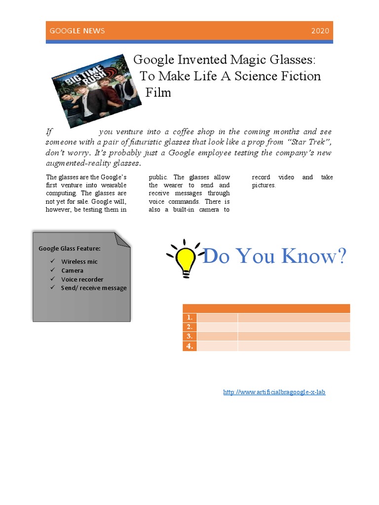 Google Invented Magic Glasses | PDF