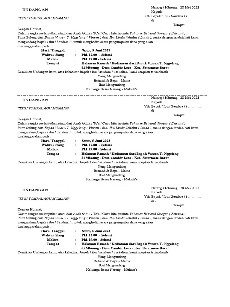 Undangan 5 | PDF